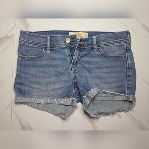 Hollister Midi Light Blue Distressed Denim Shorts | Size 27 | Jean Shorts
